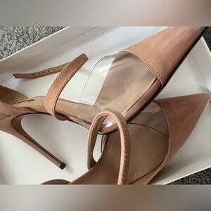 Schutz Elegant Tan Stiletto Heels - Suede + Leather Sole